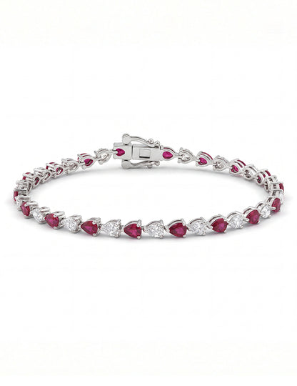Art Deco Pear Ruby Gemstone Alternative Tennis Bracelet Bracelet