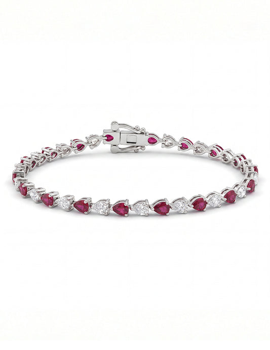 Art Deco Pear Ruby Gemstone Alternative Tennis Bracelet Bracelet