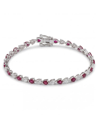 Art Deco Pear Ruby Gemstone Alternative Tennis Bracelet Bracelet