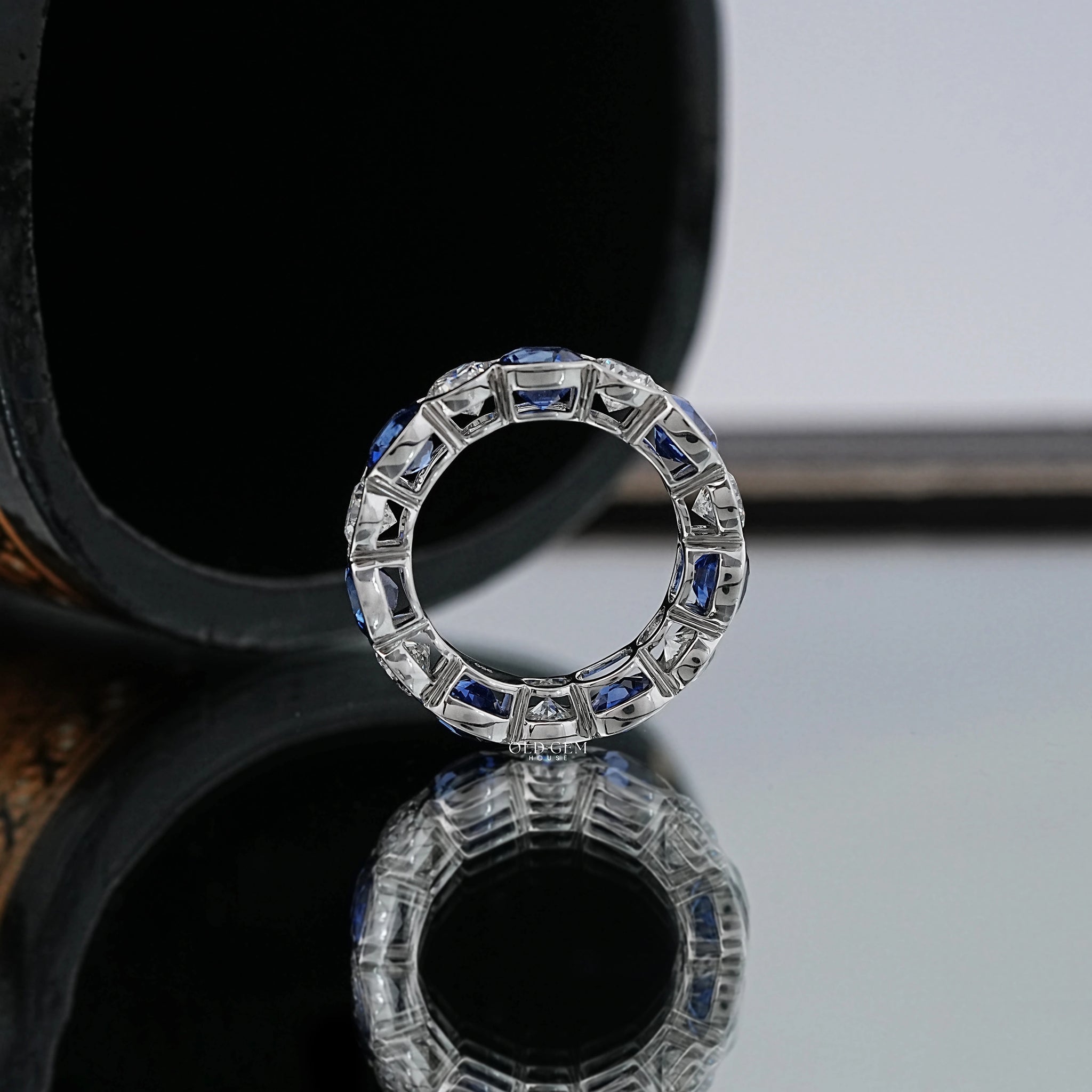 Sapphire Gemstone Lab Diamond Eternity Band