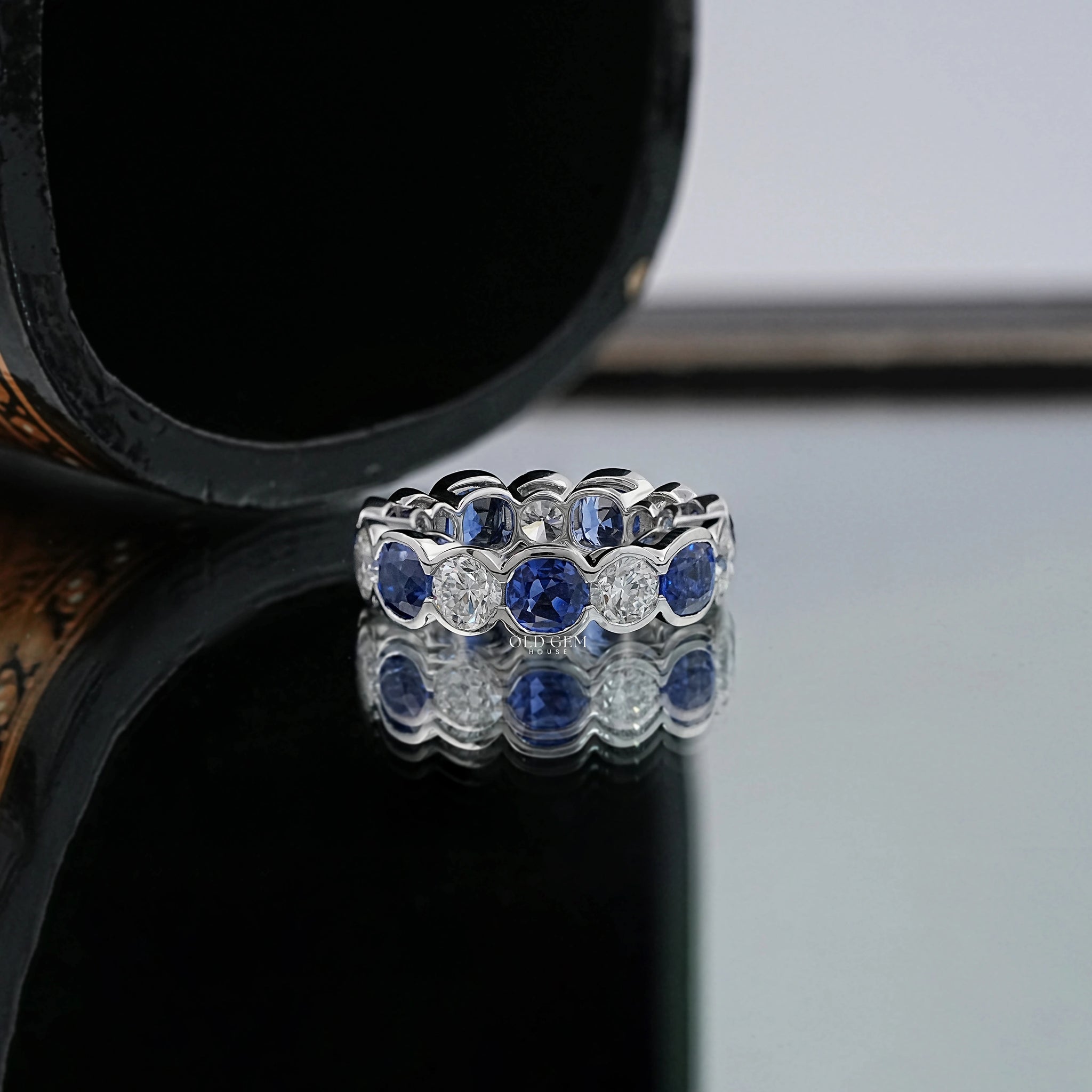 Sapphire Gemstone Lab Diamond Eternity Band
