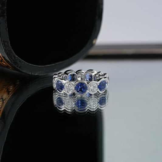 Sapphire Gemstone Lab Diamond Eternity Band