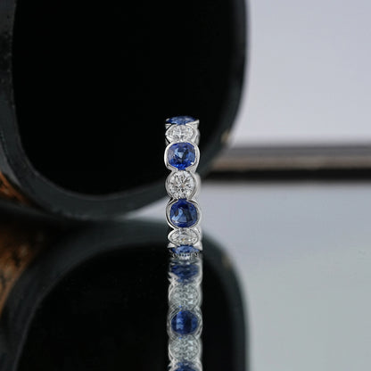 Sapphire Gemstone Lab Diamond Eternity Band