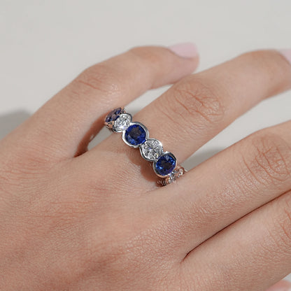 Sapphire Gemstone Lab Diamond Eternity Band