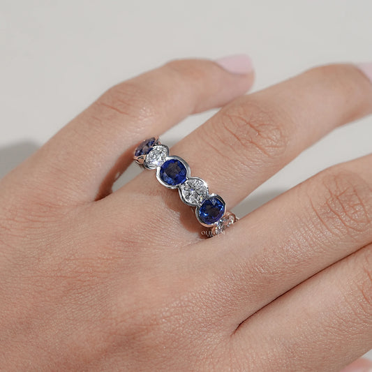 Sapphire Gemstone Lab Diamond Eternity Band