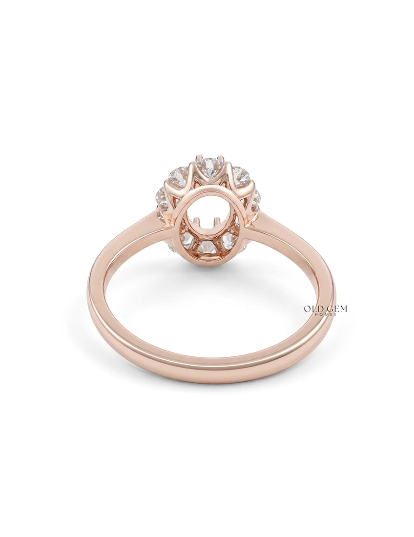 Oval Shape Halo Semi Mount Engagement Ring Engagement Ring