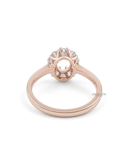 Oval Shape Halo Semi Mount Engagement Ring Engagement Ring