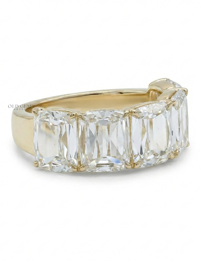 Shallow Ashoka Cut Five Stone Band - Georgian Era Wedding Band