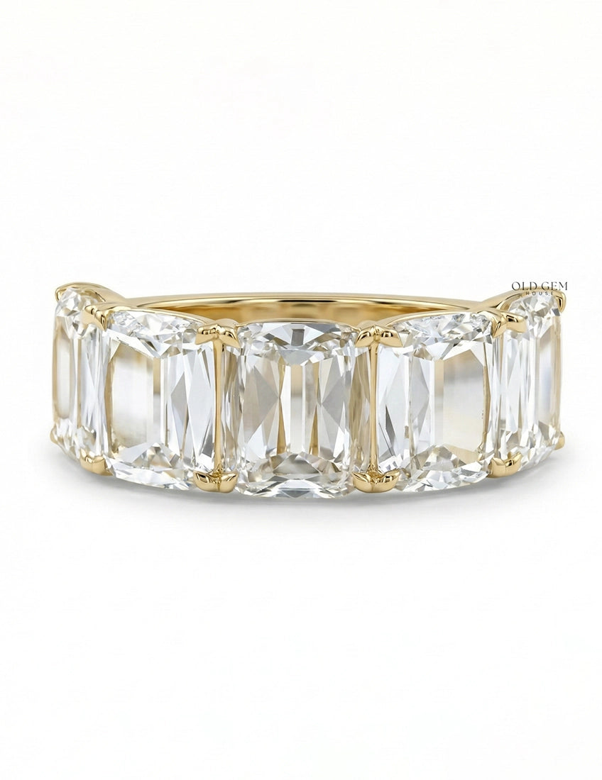 Shallow Ashoka Cut Five Stone Band - Georgian Era Wedding Band