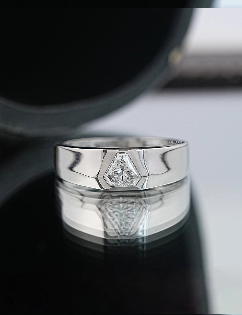 Shield Cut Diamond Men's Ring Men's Jewelry