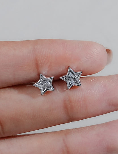 Star Cut Bezel Stud Earrings