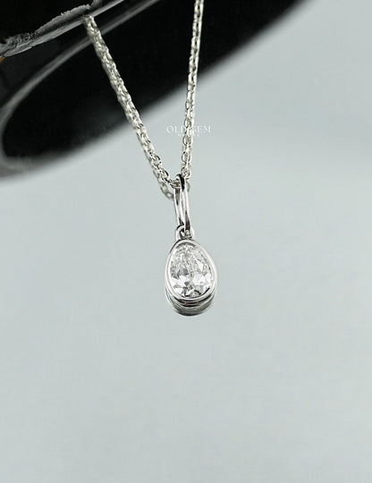 Bezel Set Old Mine Pear Pendant
