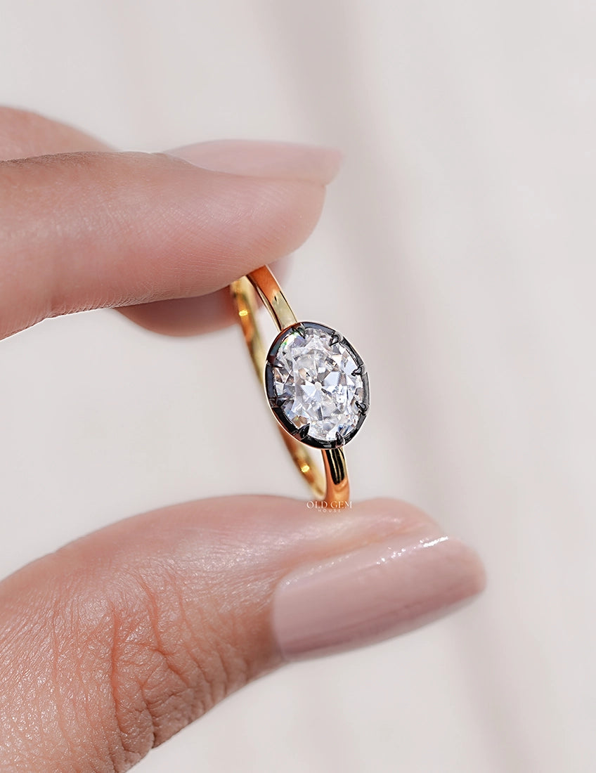 Old Mine Oval Solitaire Ring