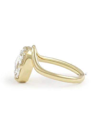 Rose Cut Cushion Solitaire Curved Ring
