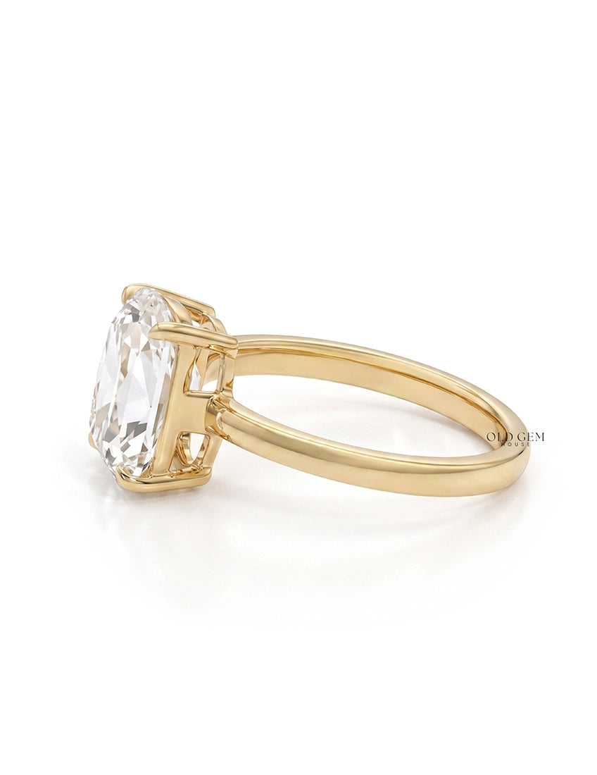 Georgian Old Mine Cushion Lab Diamond Solitaire Ring