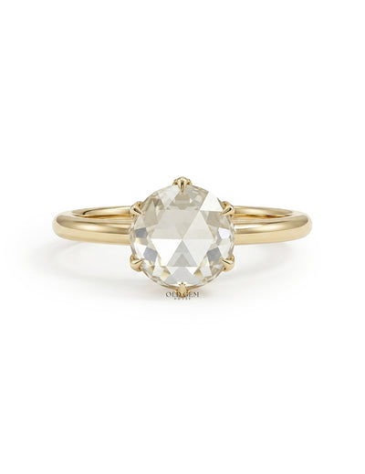 Rose Cut Round Solitaire Engagement Ring