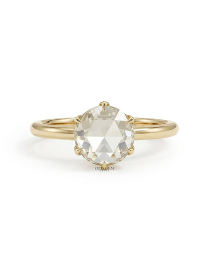 Rose Cut Round Solitaire Engagement Ring
