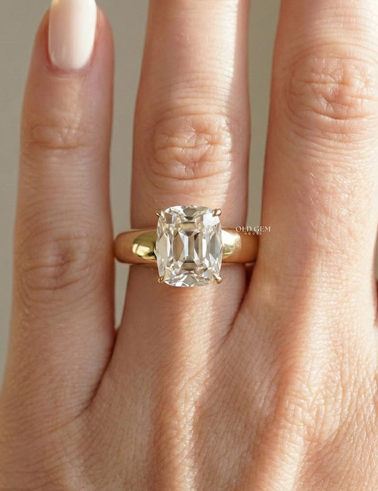 Old Mine Cut Thick Band Ring Men's Jewelry