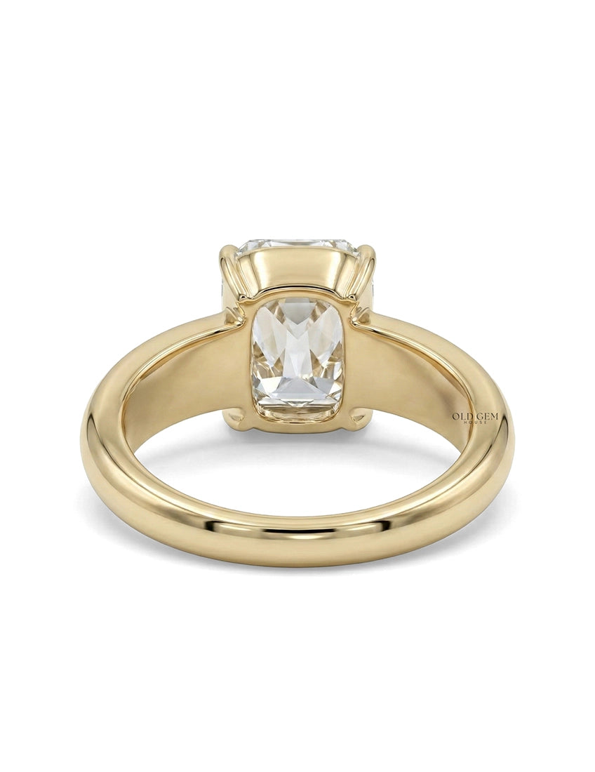 Georgian Old Mine Cushion Thick Band Ring Engagement Ring