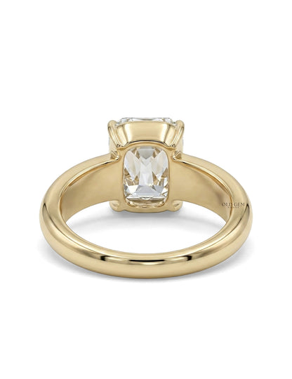 Georgian Old Mine Cushion Thick Band Ring Engagement Ring