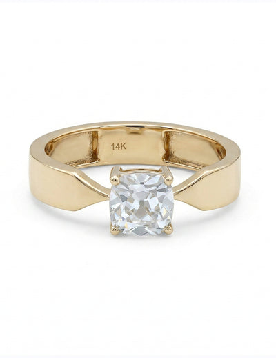 1 CT Vintage Allure Cushion Solo Diamond Ring For Him