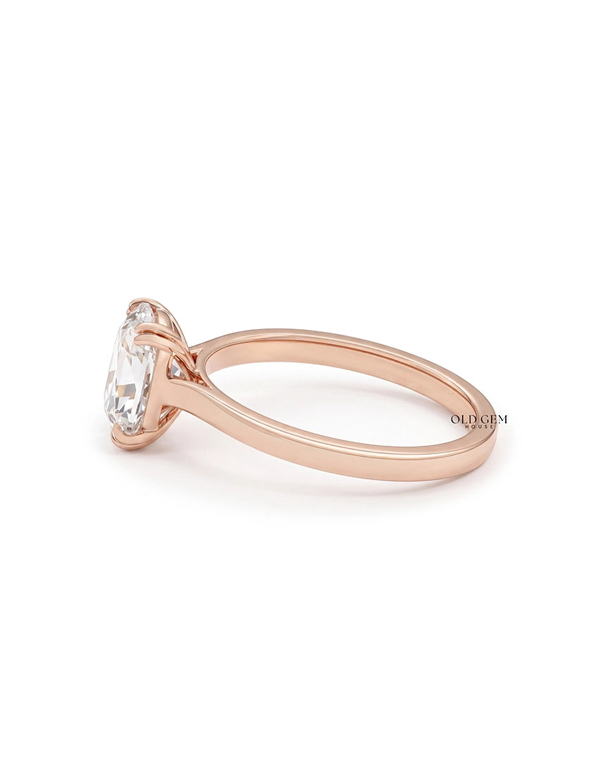 Retro Old Mine Cut Cushion Lab Grown Diamond Ring Engagement Ring