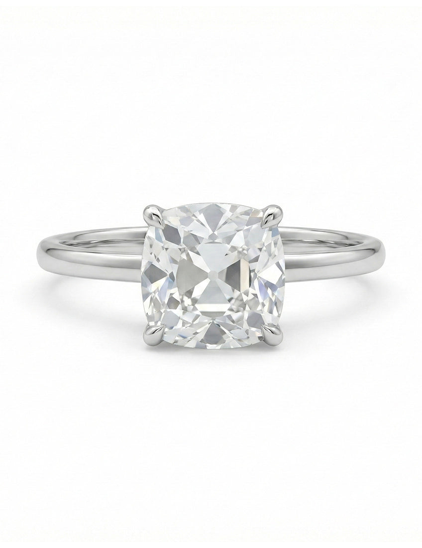Mid Century Old Mine Square Cushion Cut Engagement Ring Engagement Ring