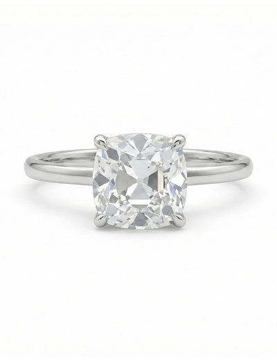 Mid Century Old Mine Square Cushion Cut Engagement Ring