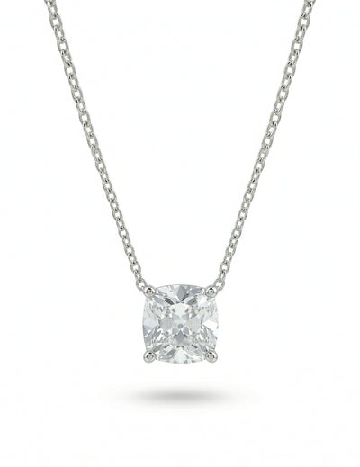 Square Old Mine Cushion Lab Solitaire Pendant