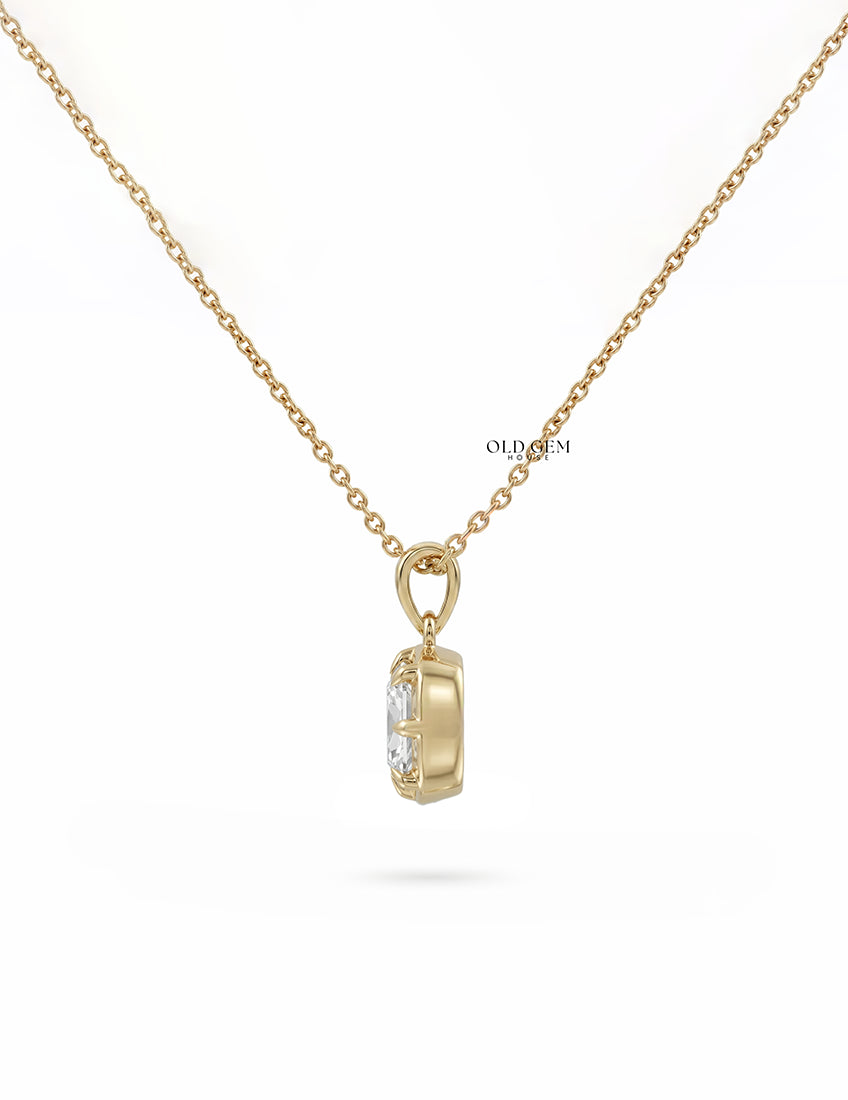 Square Old Mine Cushion Lab Diamond Solitaire Pendant Necklaces