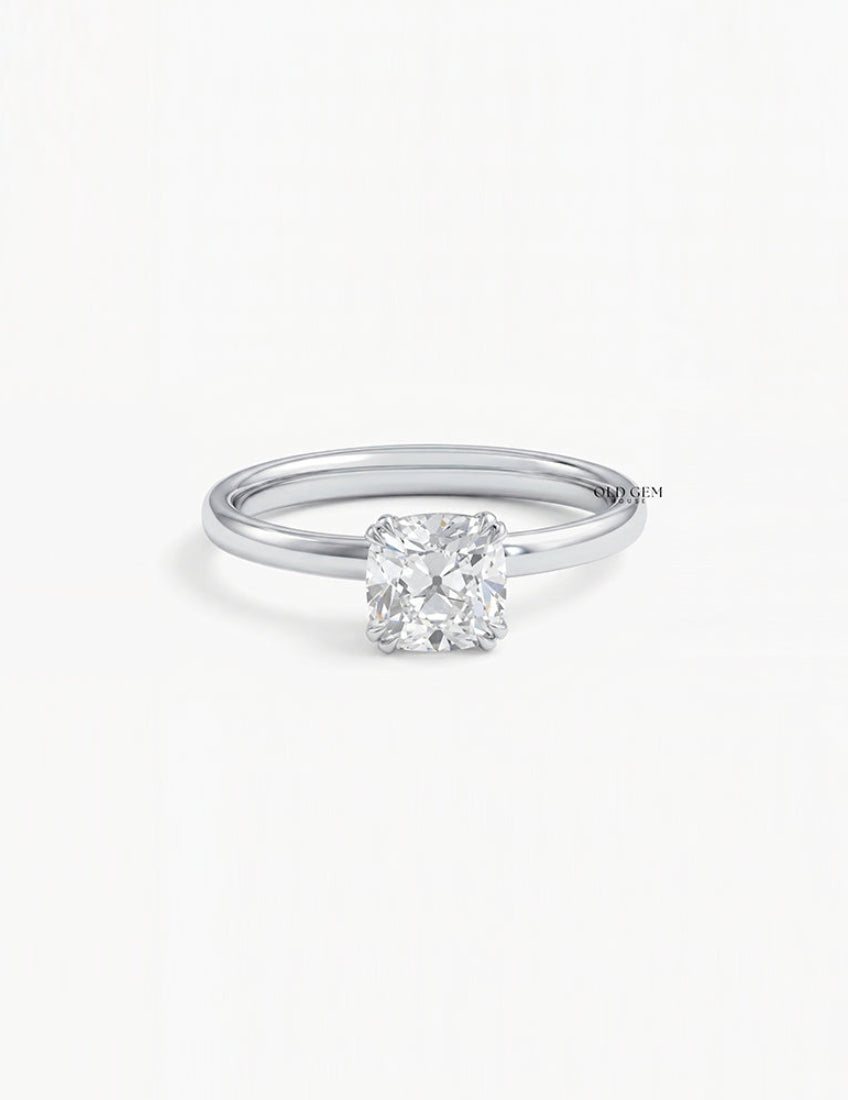 Old Mine Square Cushion Lab Diamond Solitaire Ring Engagement Ring