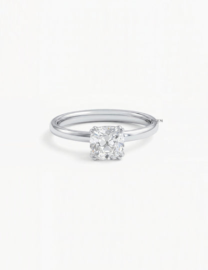 Old Mine Square Cushion Lab Diamond Solitaire Ring Engagement Ring