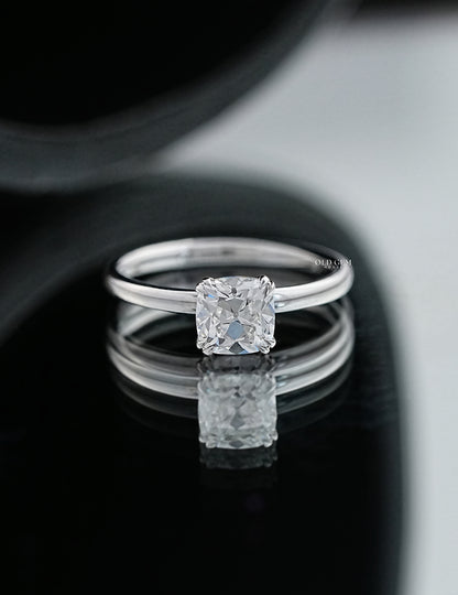 Old Mine Square Cushion Lab Diamond Solitaire Ring