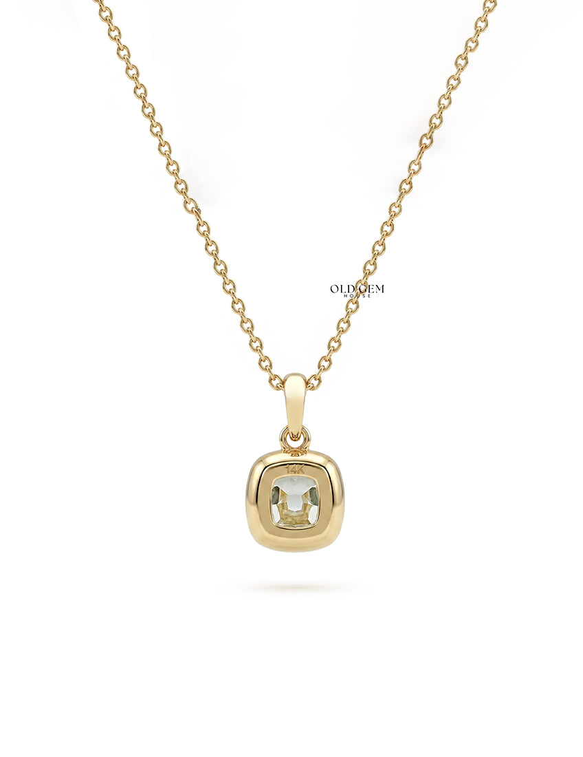 Vintage Style Square Old Mine Cushion Diamond Pendant Necklaces