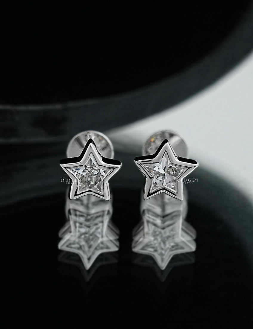 Star Cut Bezel Stud Earrings Earrings