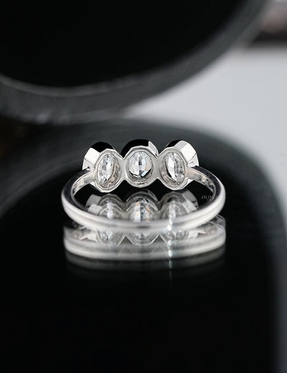 Step Cut Oval Trilogy Ring