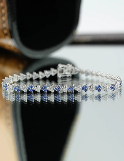 Sapphire With Round Lab Tennis Bracelet