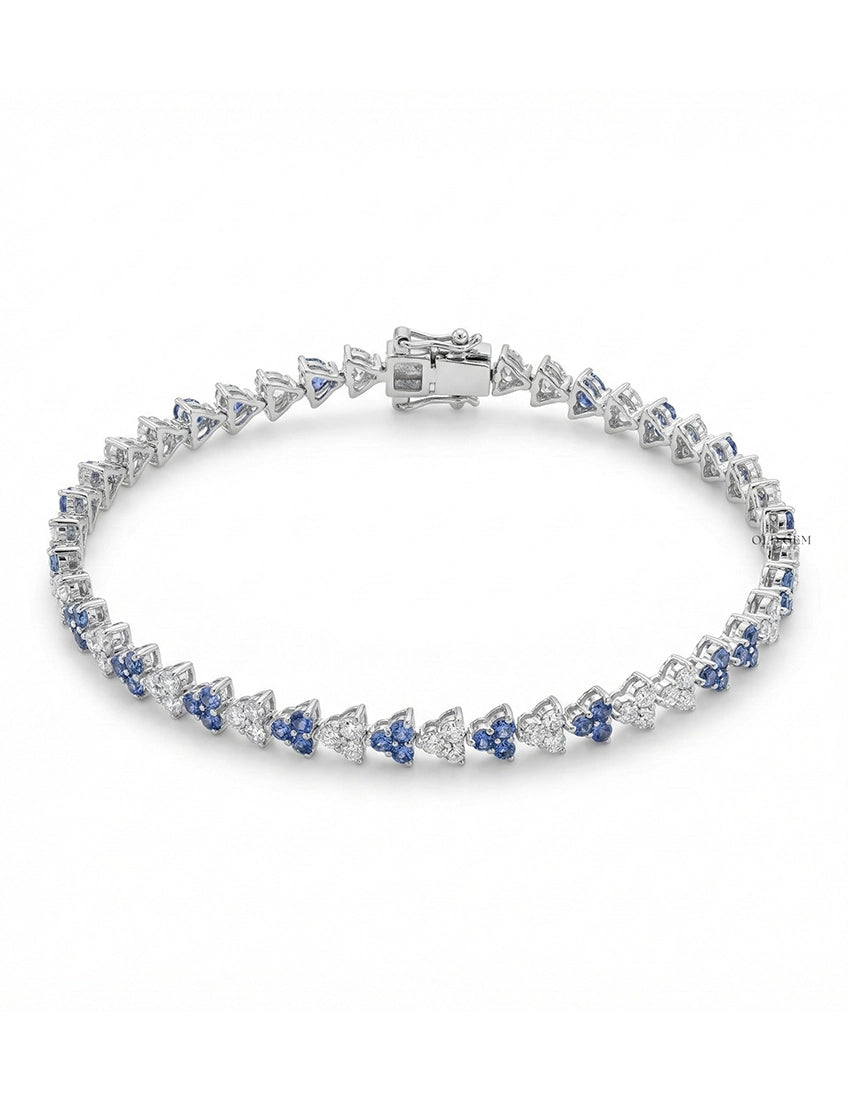 Blue Sapphire And Diamond Tennis Bracelet Bracelet