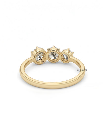 Old European Round Cut Three Stone Engagement Ring Engagement Ring