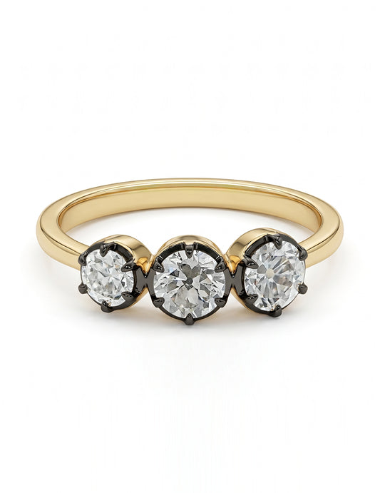 Georgian Old European Cut Three Stone Engagement Ring Engagement Ring