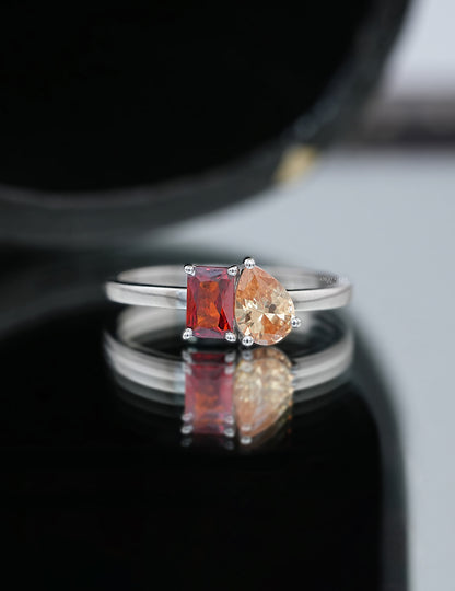 Multiple Gemstone Toi Et Moi Ring