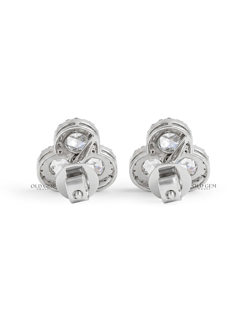 Trio Rose Cut Lab Diamond Earrings