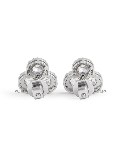 Trio Rose Cut Lab Diamond Earrings