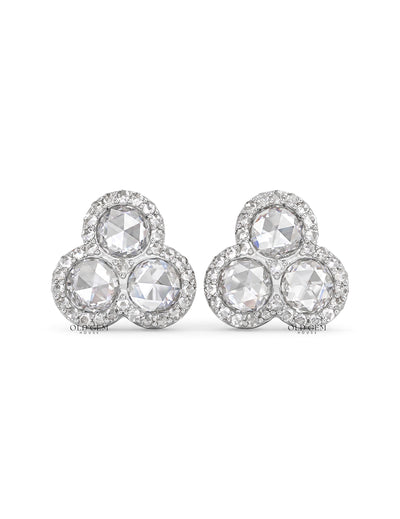 Trio Rose Cut Lab Diamond Earrings
