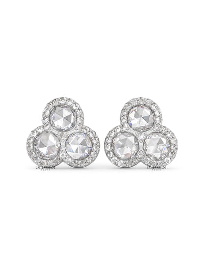 Trio Rose Cut Lab Diamond Earrings