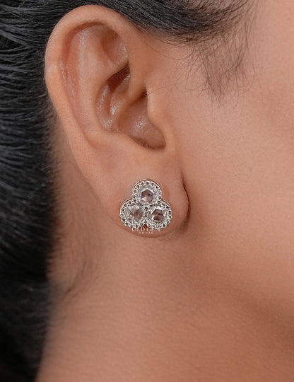 Trio Rose Cut Lab Diamond Earrings