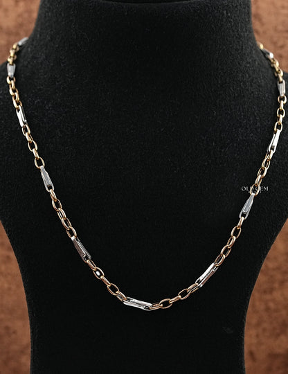 Dual Tone Gold Paper Clip Chain For Men