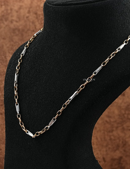 Dual Tone Gold Paper Clip Chain For Men