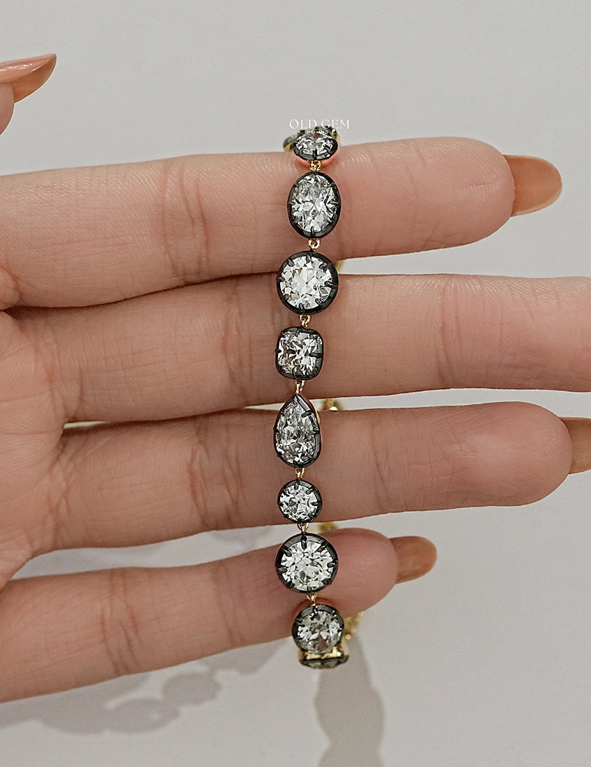 Multi Shape Old Mine Cut Diamond Tennis Bracelet Bracelet