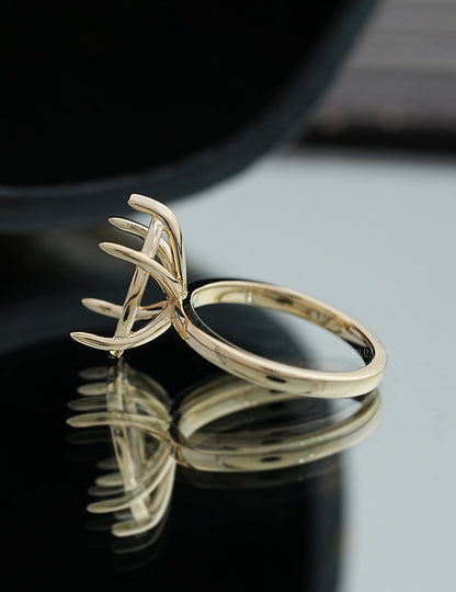 Old Mine Pear Semi Mount Ring